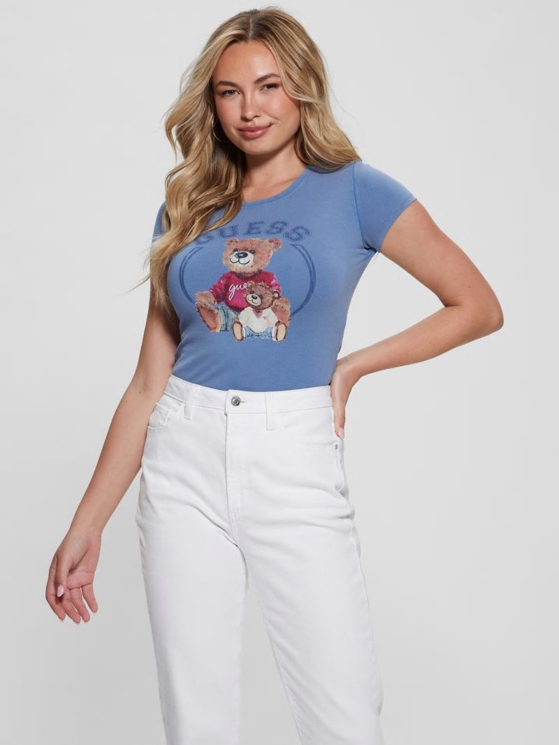 Guess Varsity Bear Tee - Nordic Sea Multi Guess Varsity Bear Tee - Nordic Sea Multi