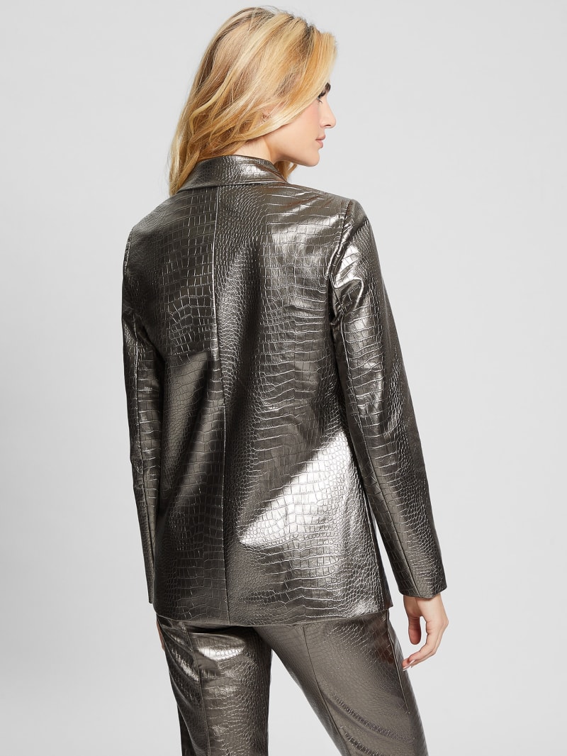 Guess Diletta Faux-Leather Blazer - Antique Metal Guess Diletta Faux-Leather Blazer - Antique Metal