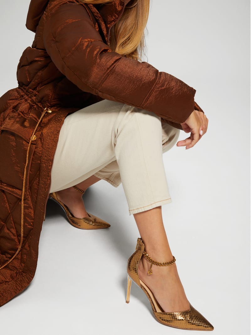 Guess Stefany G-Chain Ankle Strap Pumps - Bronze Guess Stefany G-Chain Ankle Strap Pumps - Bronze