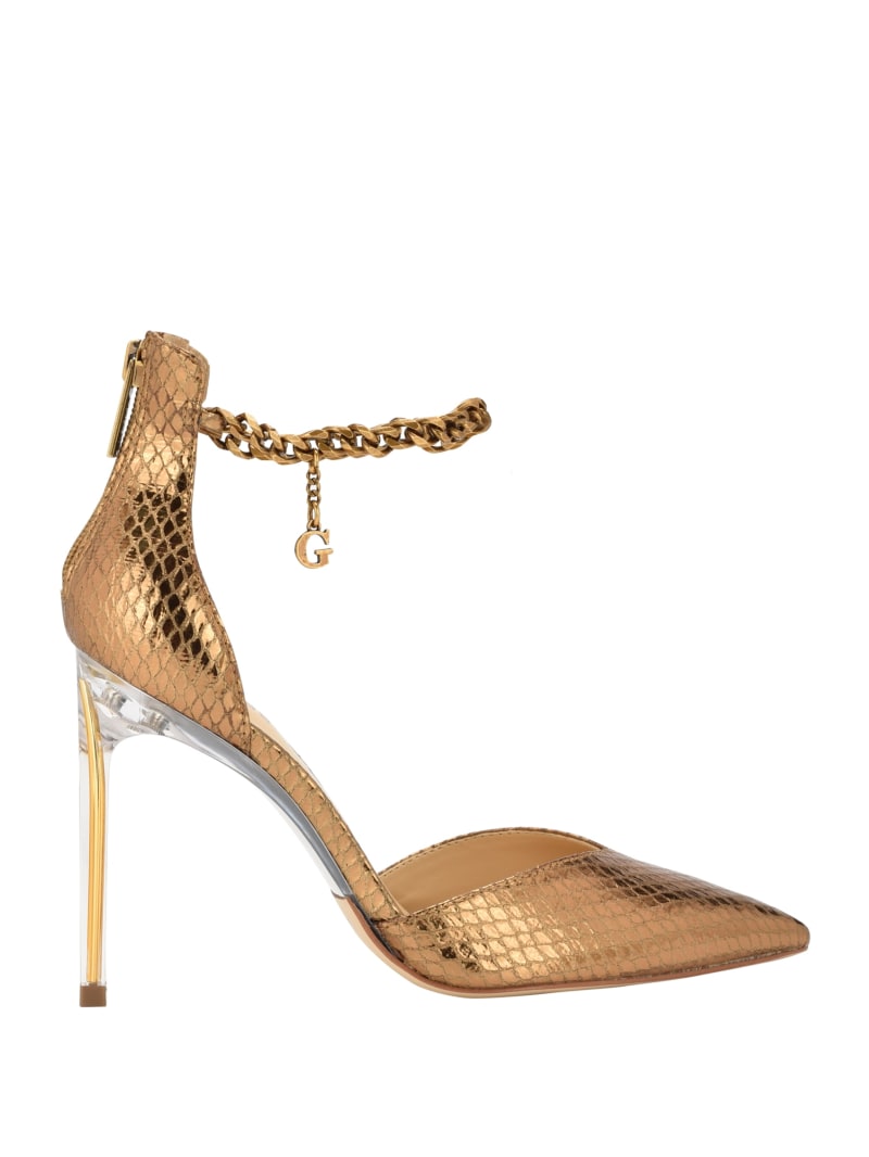 Guess Stefany G-Chain Ankle Strap Pumps - Bronze Guess Stefany G-Chain Ankle Strap Pumps - Bronze