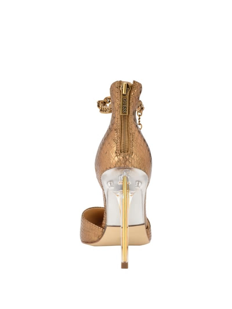 Guess Stefany G-Chain Ankle Strap Pumps - Bronze Guess Stefany G-Chain Ankle Strap Pumps - Bronze
