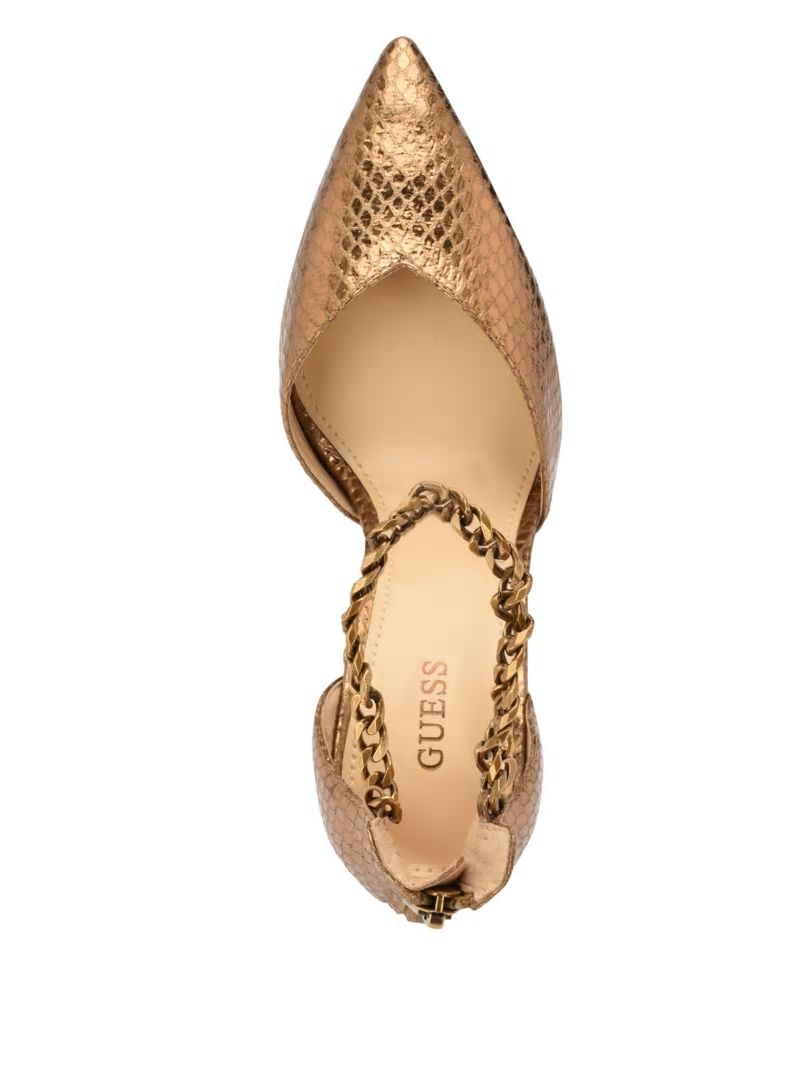 Guess Stefany G-Chain Ankle Strap Pumps - Bronze Guess Stefany G-Chain Ankle Strap Pumps - Bronze