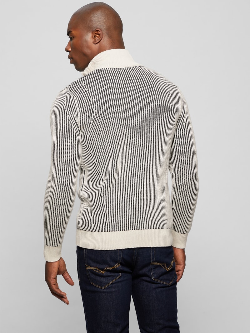 Guess Eco Alden Ribbed Cardigan Vanise Sweater - Muted Stone And Black Com Guess Eco Alden Ribbed Cardigan Vanise Sweater - Muted Stone And Black Com