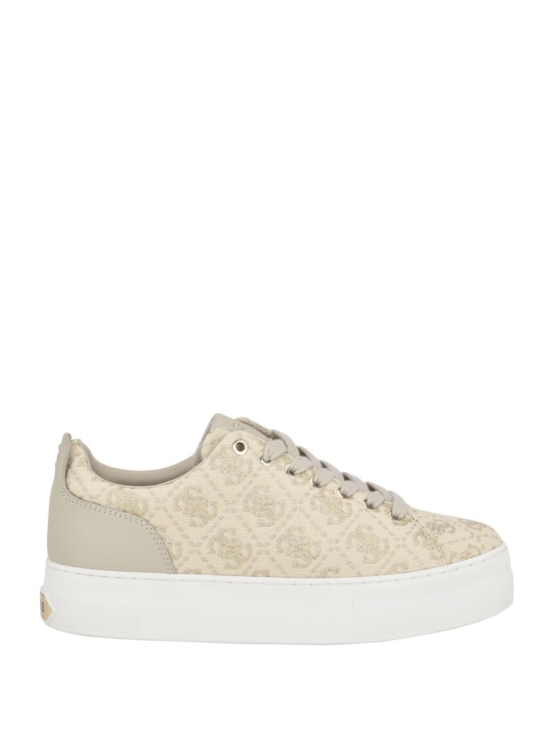 Guess Giaa Logo Print Low-Top Sneakers - Gold Guess Giaa Logo Print Low-Top Sneakers - Gold