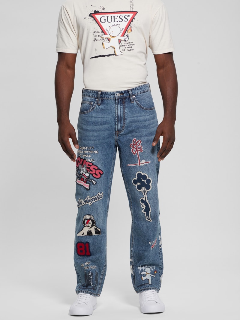 Guess Classic Patched Jeans - Weathered Stone Guess Classic Patched Jeans - Weathered Stone
