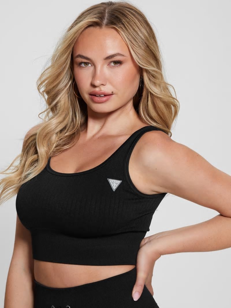 Guess Seamless Ribbed Active Bra - Black Guess Seamless Ribbed Active Bra - Black