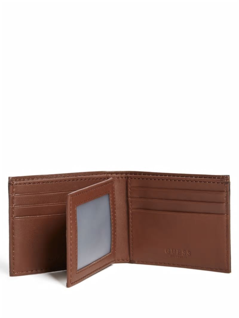 Guess Contrast Stitch Slimfold Wallet - Brown Leather Guess Contrast Stitch Slimfold Wallet - Brown Leather