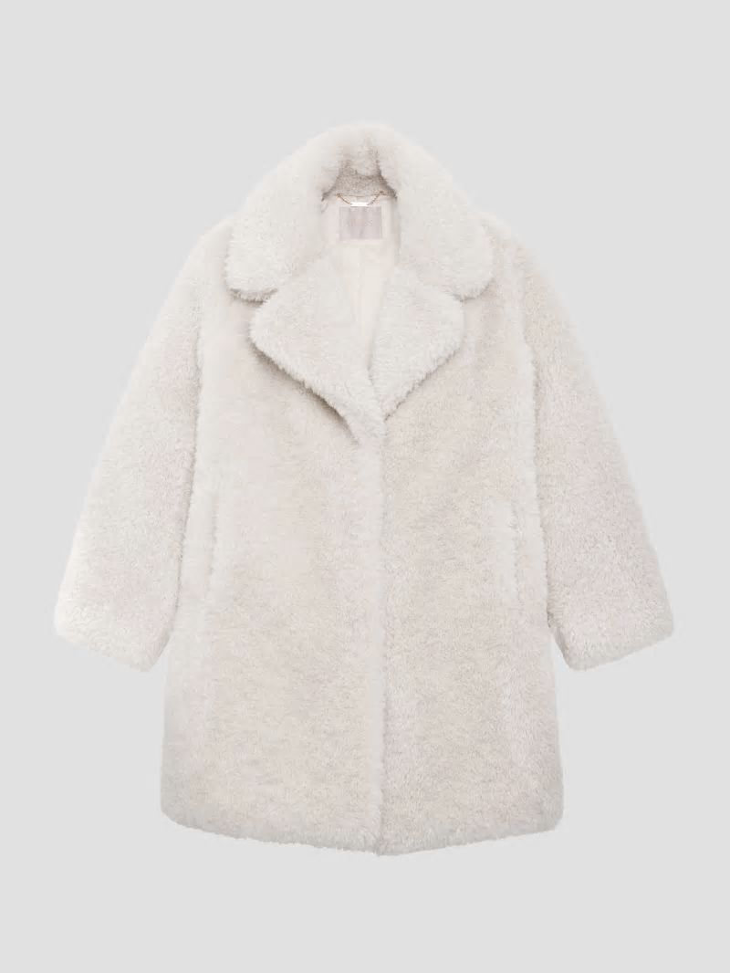 Guess Nives Faux-Fur Coat - Cream White Guess Nives Faux-Fur Coat - Cream White