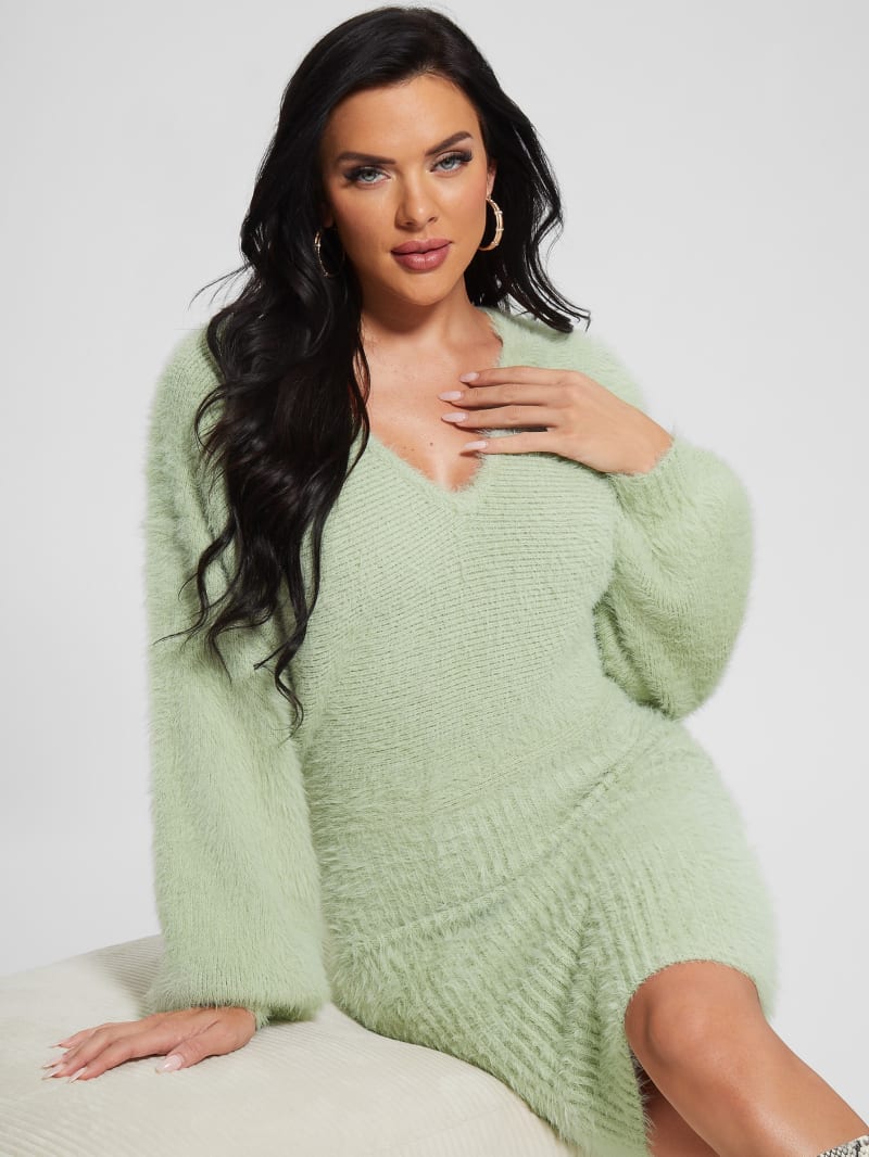 Guess Adeline Fuzzy Sweater Dress - Light Matcha Guess Adeline Fuzzy Sweater Dress - Light Matcha