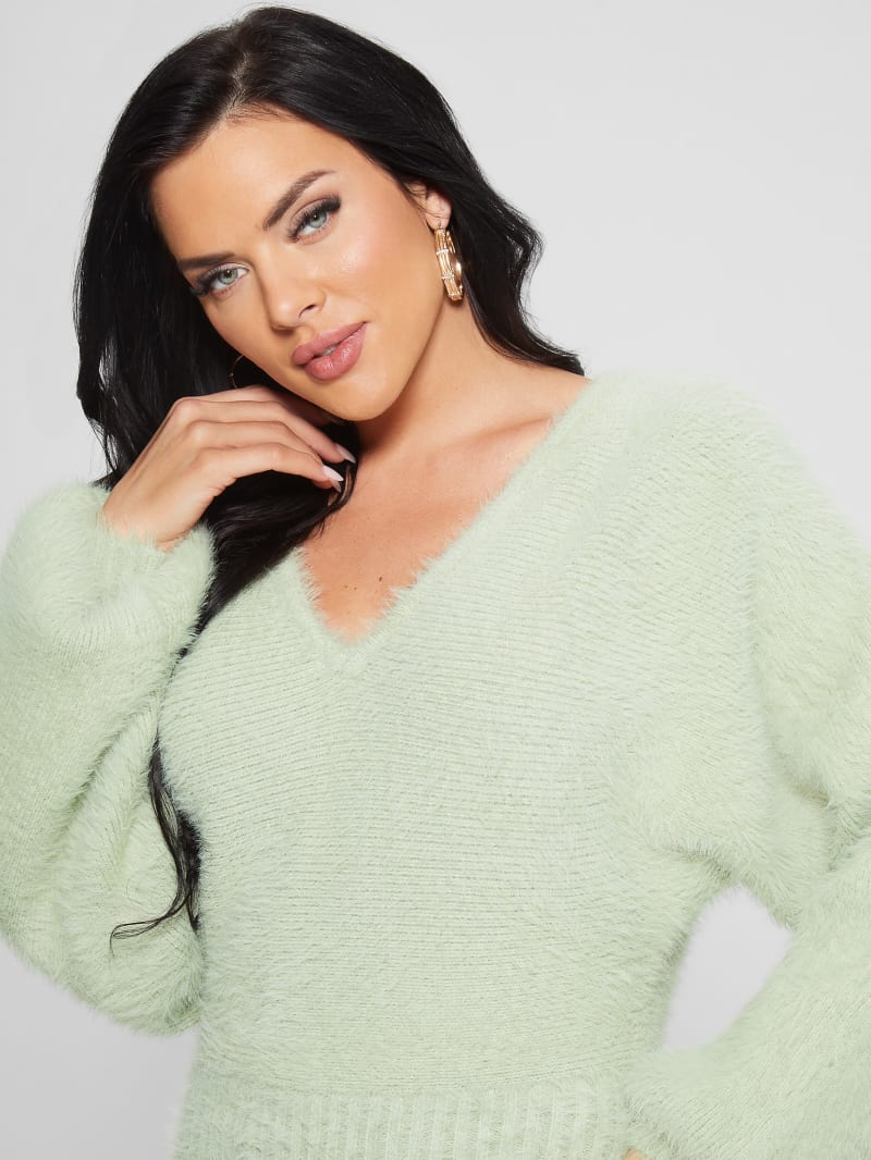 Guess Adeline Fuzzy Sweater Dress - Light Matcha Guess Adeline Fuzzy Sweater Dress - Light Matcha