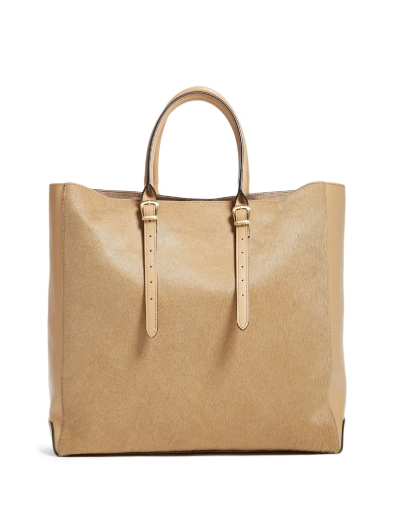 Guess Lady Luxe Leather Tote - Beige Overflow Guess Lady Luxe Leather Tote - Beige Overflow