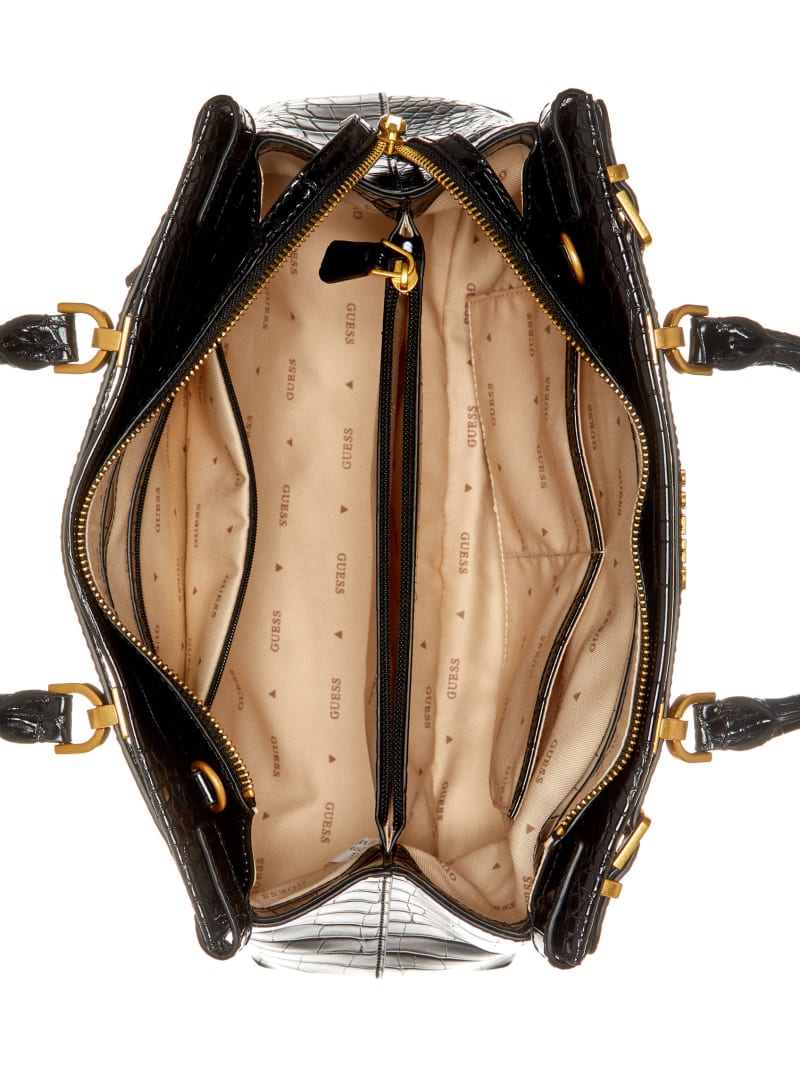 Guess Sestri Crocodile-Embossed Satchel - Black Guess Sestri Crocodile-Embossed Satchel - Black