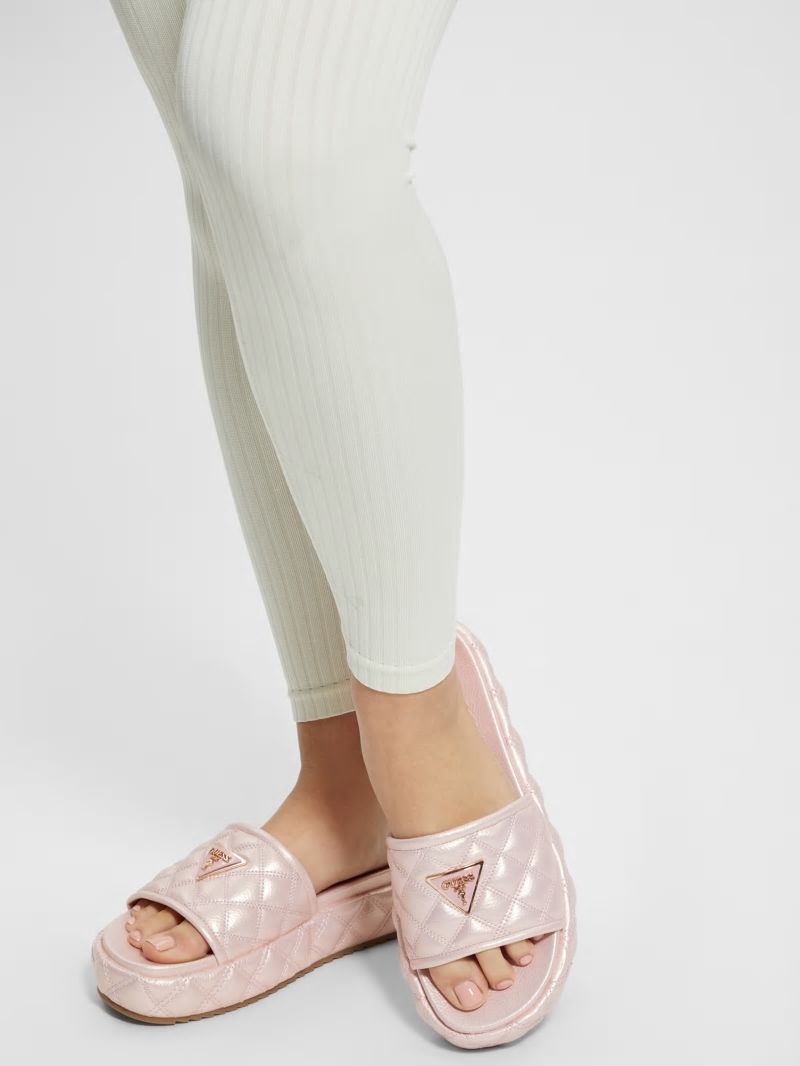 Guess Longo Quilted Flatform Slides - Light Pink 680 Guess Longo Quilted Flatform Slides - Light Pink 680
