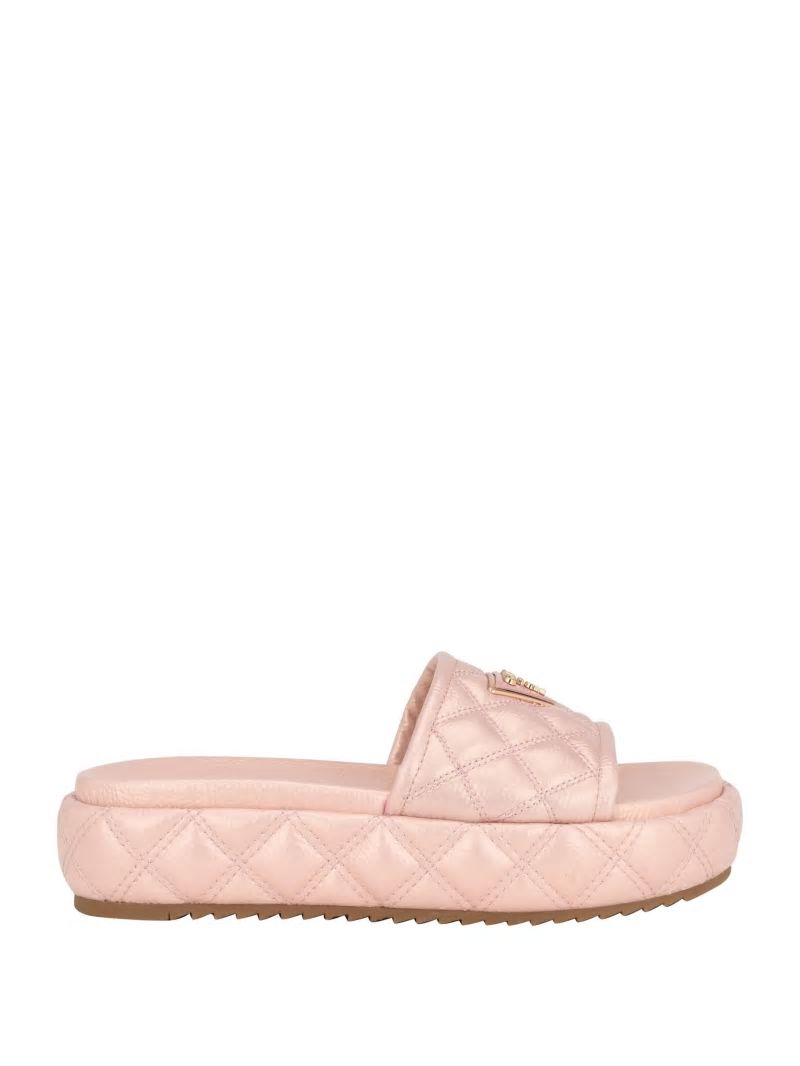 Guess Longo Quilted Flatform Slides - Light Pink 680 Guess Longo Quilted Flatform Slides - Light Pink 680
