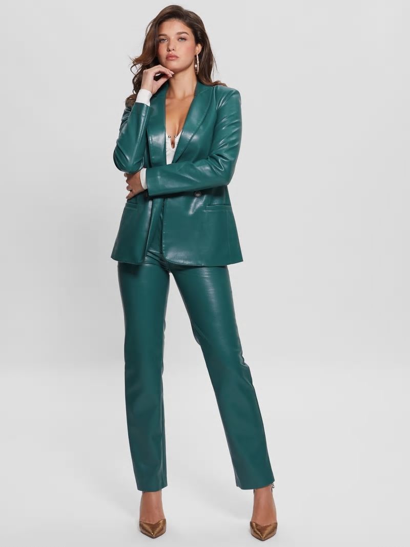 Guess Emelie Faux-Leather Blazer - Regal Teal Multi Guess Emelie Faux-Leather Blazer - Regal Teal Multi