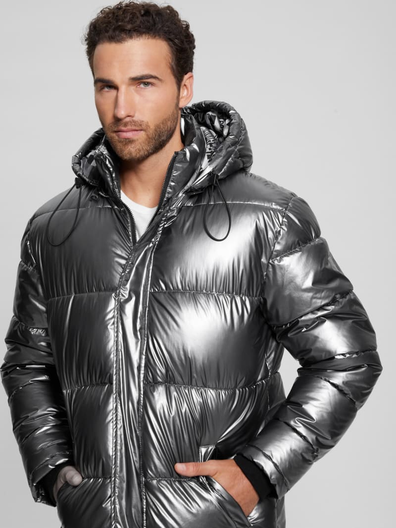 Guess Polar Puffer Jacket - Metallic Silver Guess Polar Puffer Jacket - Metallic Silver