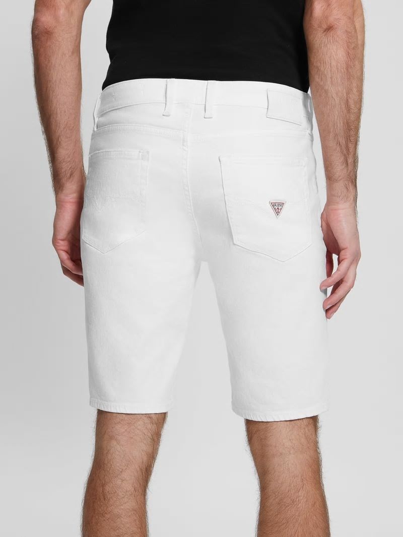 Guess Slim Destroyed Denim Shorts - Optic White Destroy Guess Slim Destroyed Denim Shorts - Optic White Destroy