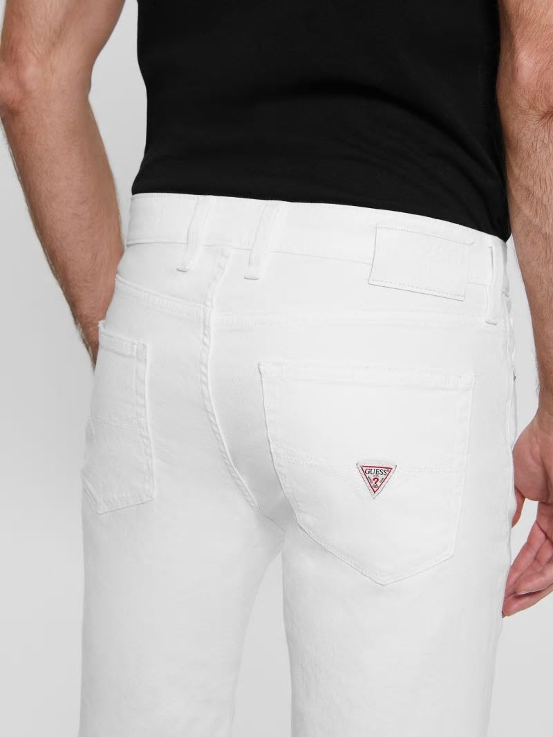 Guess Slim Destroyed Denim Shorts - Optic White Destroy Guess Slim Destroyed Denim Shorts - Optic White Destroy