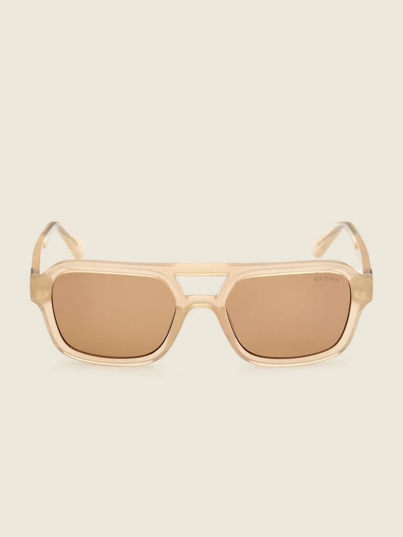 Guess GUESS Originals Aviator Sunglasses - Shiny Beige / Brown Guess GUESS Originals Aviator Sunglasses - Shiny Beige / Brown