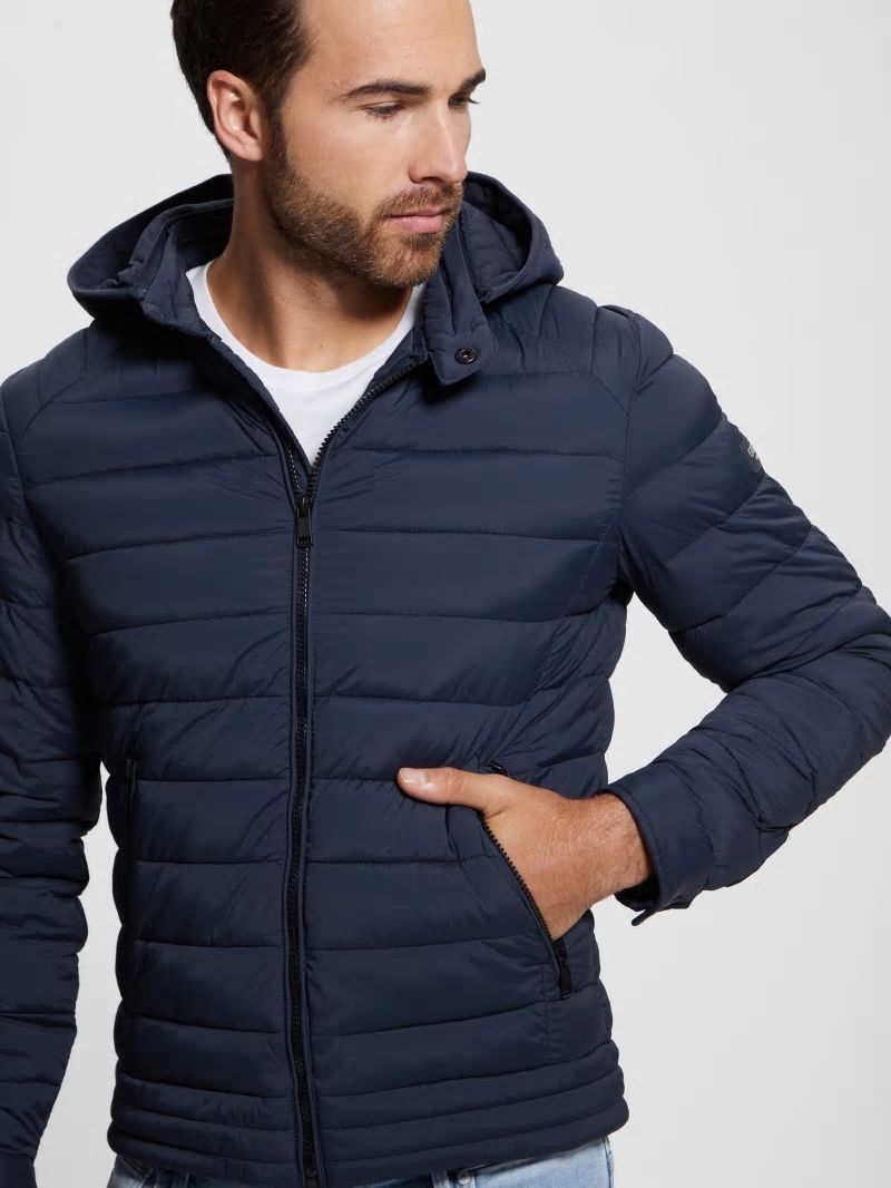 Guess Eco Tech-Stretch Hooded Jacket - Bleu &eacute;L&eacute;Gant