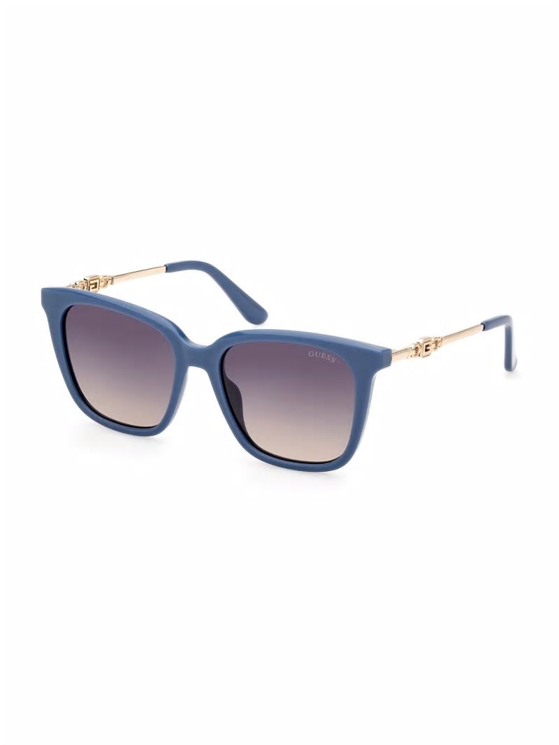 Guess Plastic Square G Sunglasses - Blue W/Silver Guess Plastic Square G Sunglasses - Blue W/Silver