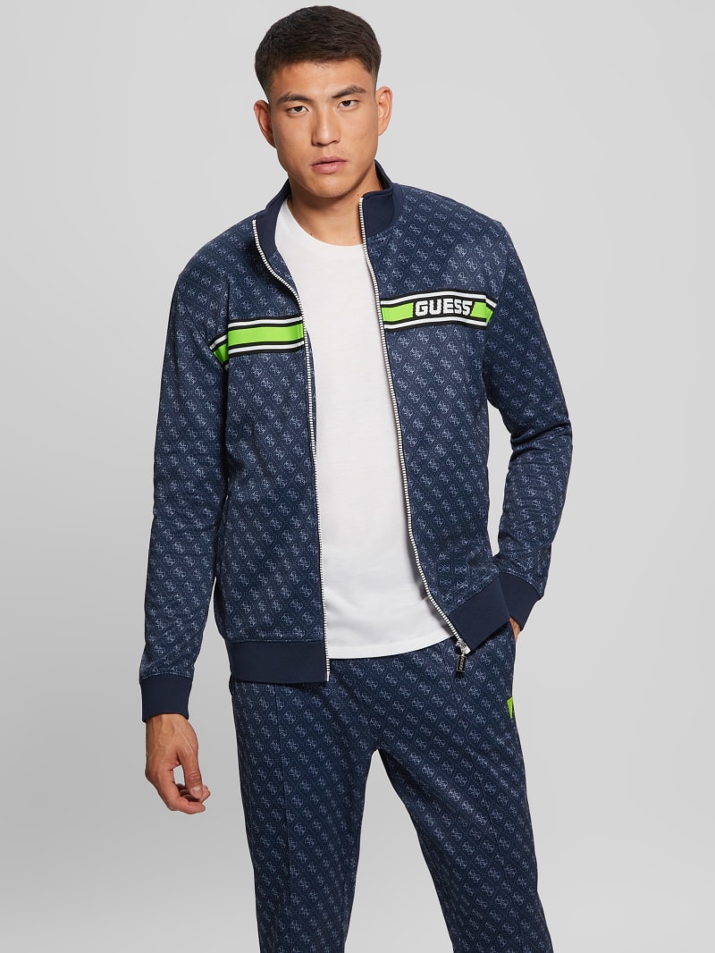 Guess Eco Korbin Track Jacket - 4g Aop Silk Blue Guess Eco Korbin Track Jacket - 4g Aop Silk Blue