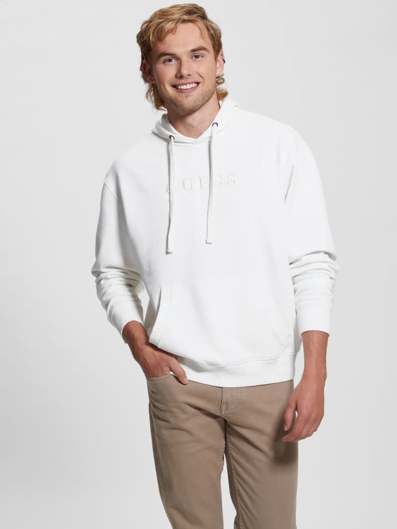Guess Finch Terry Logo Hoodie - Salt White Multi Guess Finch Terry Logo Hoodie - Salt White Multi