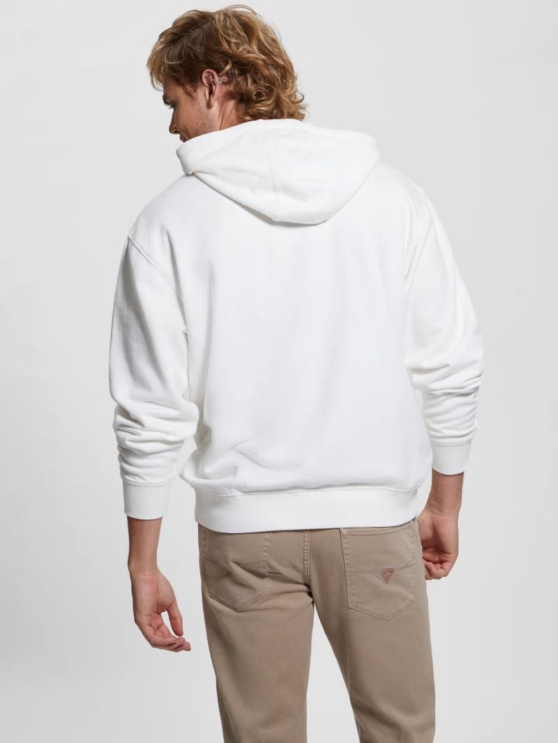 Guess Finch Terry Logo Hoodie - Salt White Multi Guess Finch Terry Logo Hoodie - Salt White Multi