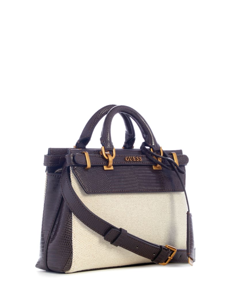 Guess Sestri Canvas Mini Satchel - Natural/Espresso Guess Sestri Canvas Mini Satchel - Natural/Espresso
