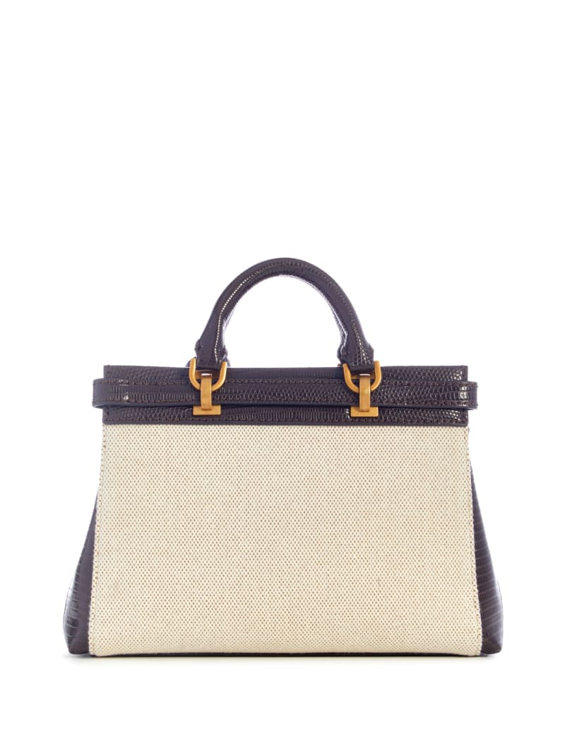 Guess Sestri Canvas Mini Satchel - Natural/Espresso Guess Sestri Canvas Mini Satchel - Natural/Espresso