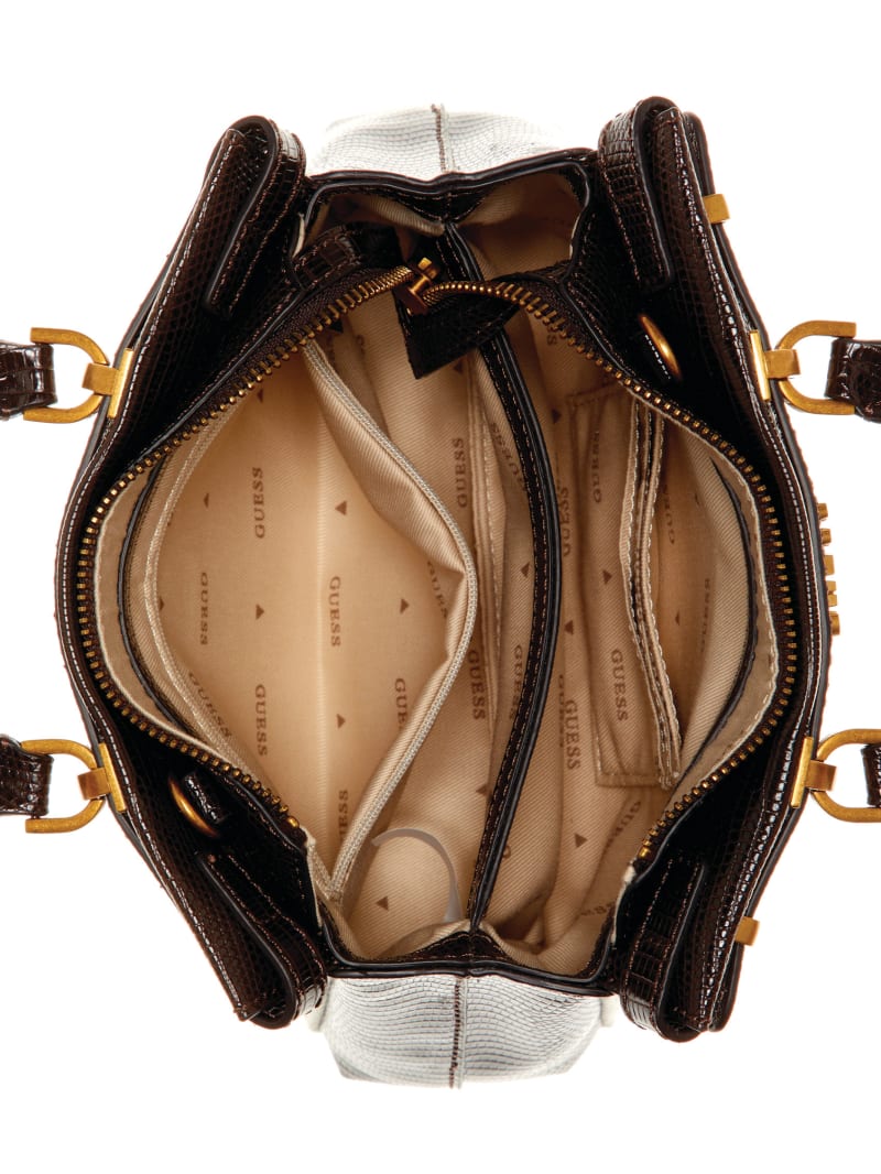 Guess Sestri Canvas Mini Satchel - Natural/Espresso Guess Sestri Canvas Mini Satchel - Natural/Espresso