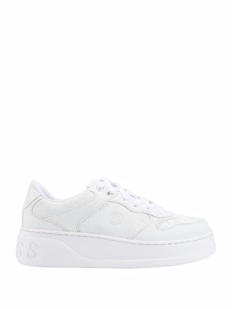 Guess Cleva Logo Low-Top Sneakers - Wht Floral Guess Cleva Logo Low-Top Sneakers - Wht Floral