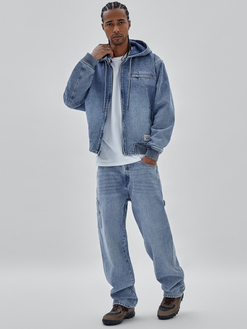 Guess GUESS Originals Denim Worker Hoodie - Go Leo Lt Wash Guess GUESS Originals Denim Worker Hoodie - Go Leo Lt Wash