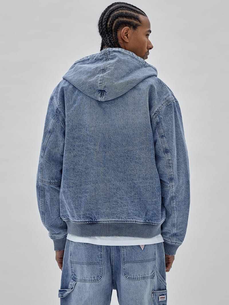 Guess GUESS Originals Denim Worker Hoodie - Go Leo Lt Wash Guess GUESS Originals Denim Worker Hoodie - Go Leo Lt Wash