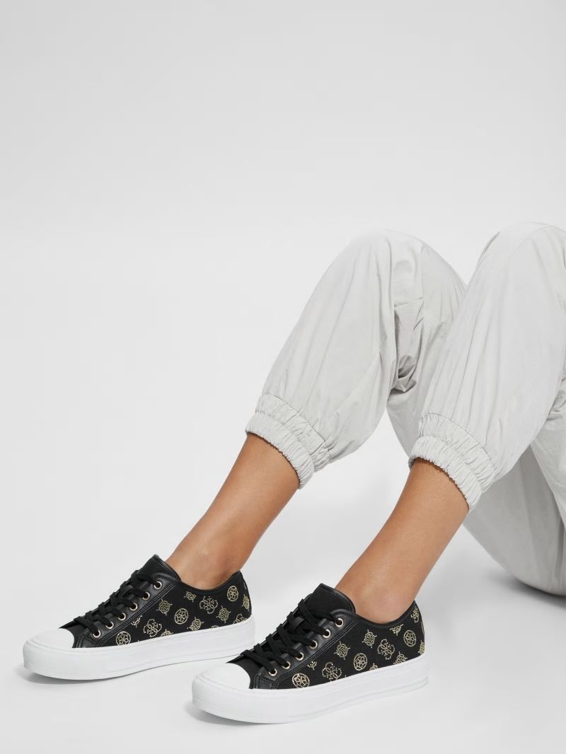 Guess Alessea Rhinestone Low-Top Sneakers - Black 002 Guess Alessea Rhinestone Low-Top Sneakers - Black 002