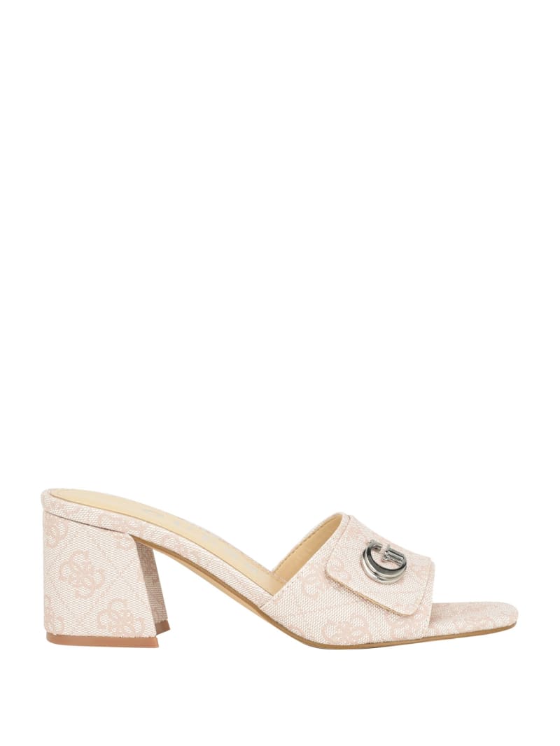 Guess Gallai Block Heel Mules - Ivory Guess Gallai Block Heel Mules - Ivory