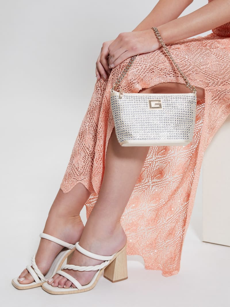 Guess Gilded Glamour Mini Top-Zip Bucket Bag - Pale Gold Guess Gilded Glamour Mini Top-Zip Bucket Bag - Pale Gold