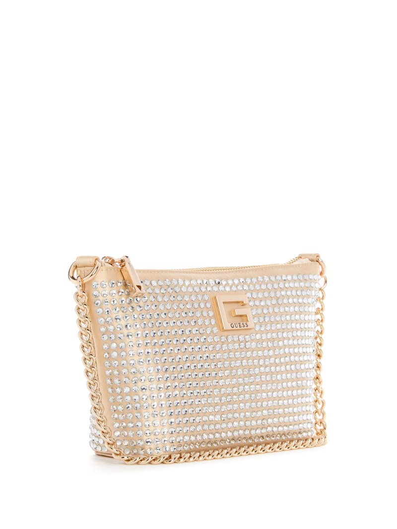 Guess Gilded Glamour Mini Top-Zip Bucket Bag - Pale Gold Guess Gilded Glamour Mini Top-Zip Bucket Bag - Pale Gold