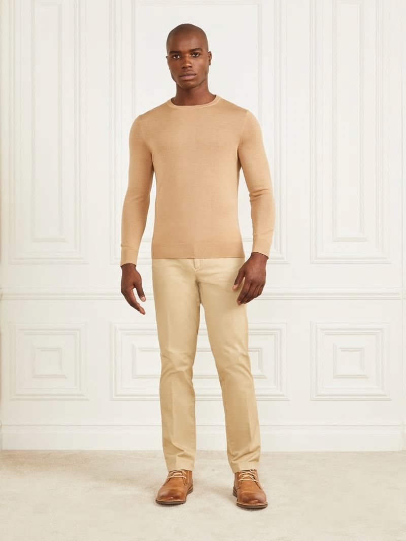 Guess Merino Wool Crewneck Sweater - Toasted Taupe Guess Merino Wool Crewneck Sweater - Toasted Taupe
