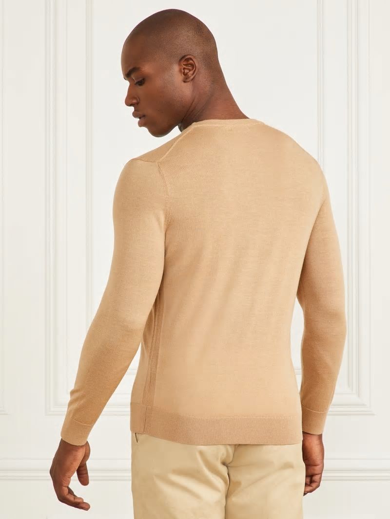 Guess Merino Wool Crewneck Sweater - Toasted Taupe Guess Merino Wool Crewneck Sweater - Toasted Taupe