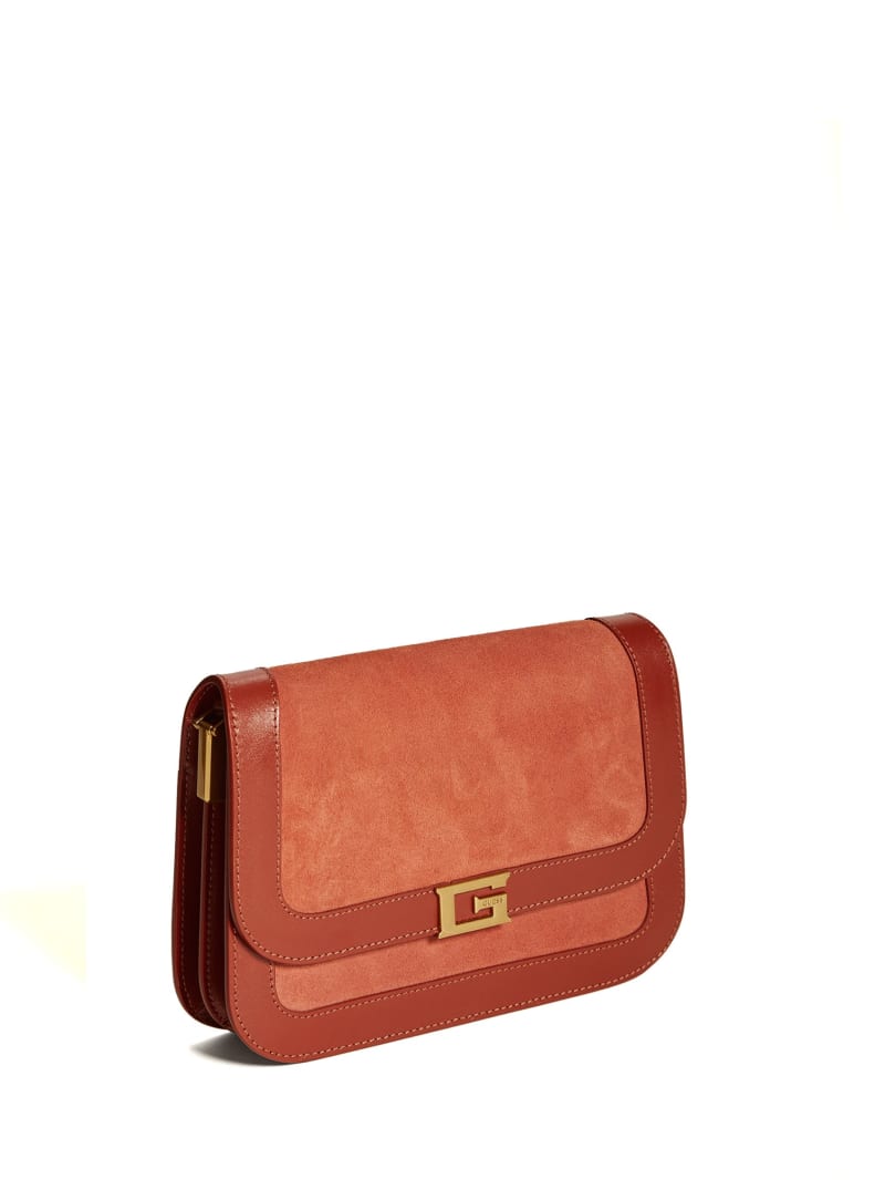 Guess Thea Mini Flap Leather Crossbody - Rus Guess Thea Mini Flap Leather Crossbody - Rus