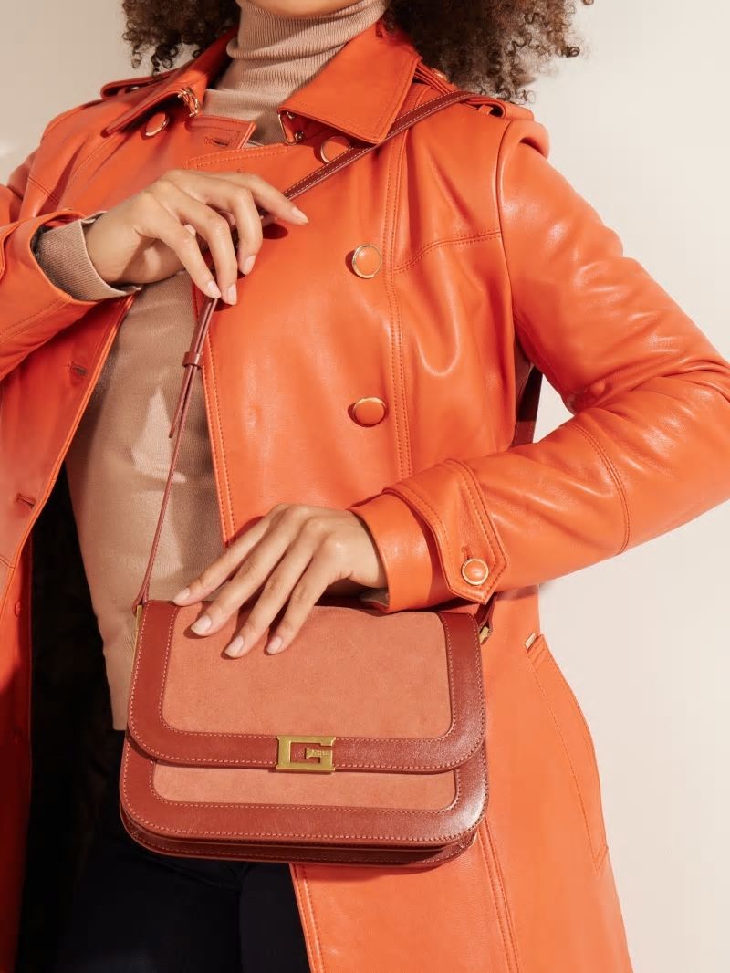 Guess Thea Mini Flap Leather Crossbody - Rus Guess Thea Mini Flap Leather Crossbody - Rus