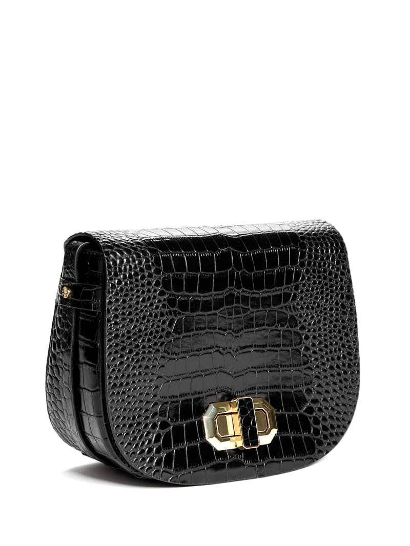 Guess Crocodile Saddle Bag - Black Guess Crocodile Saddle Bag - Black