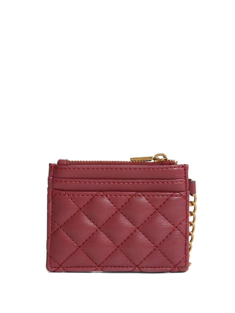 Guess Quilted Card Holder - Burgundy Guess Quilted Card Holder - Burgundy