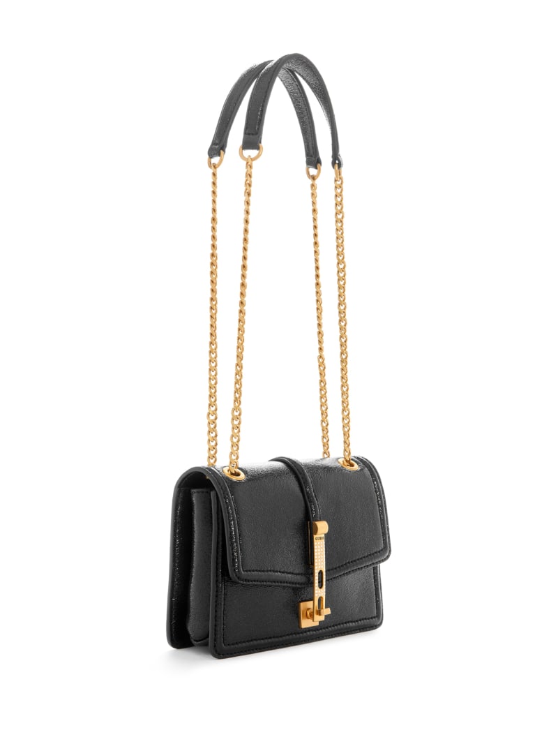Guess Gilded Glamour Mini Convertible Crossbody - Black Floral Print Guess Gilded Glamour Mini Convertible Crossbody - Black Floral Print
