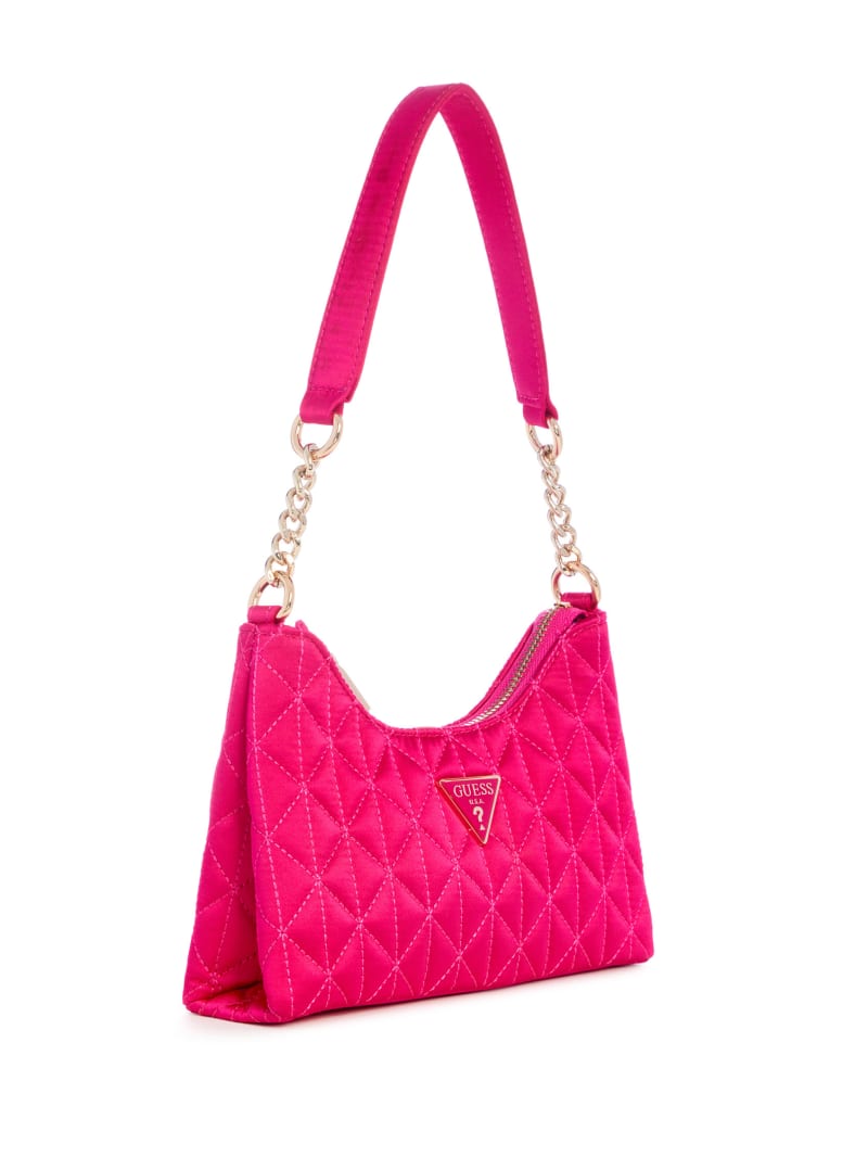 Guess Velina Quilted Satin Mini Shoulder Bag - Pink Guess Velina Quilted Satin Mini Shoulder Bag - Pink