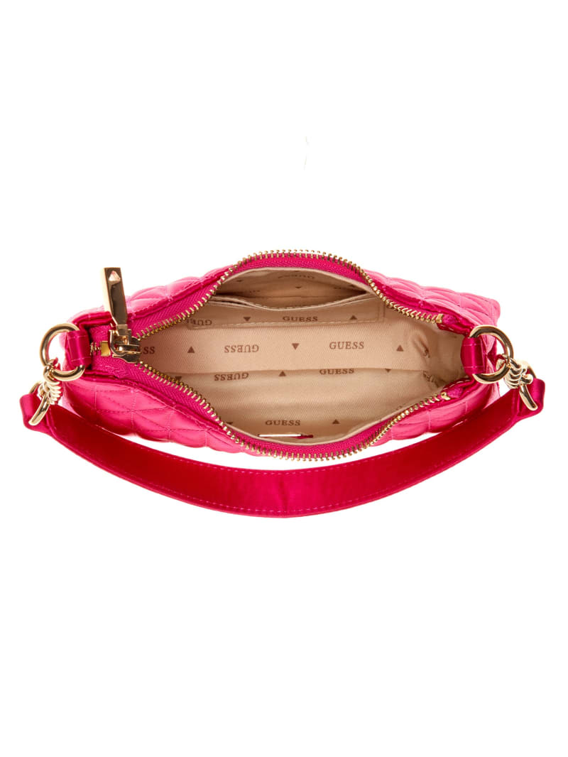Guess Velina Quilted Satin Mini Shoulder Bag - Pink Guess Velina Quilted Satin Mini Shoulder Bag - Pink