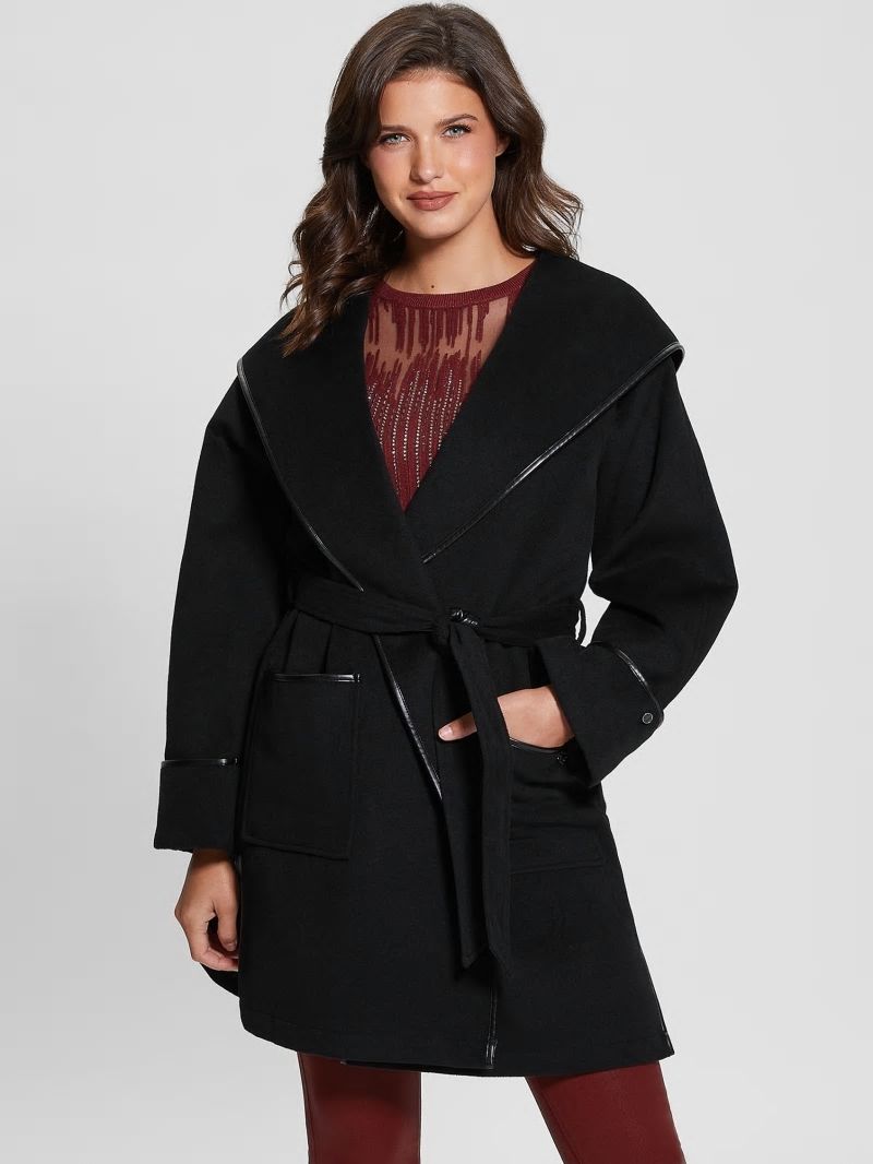 Guess Penelope Hooded Coat - Black Guess Penelope Hooded Coat - Black