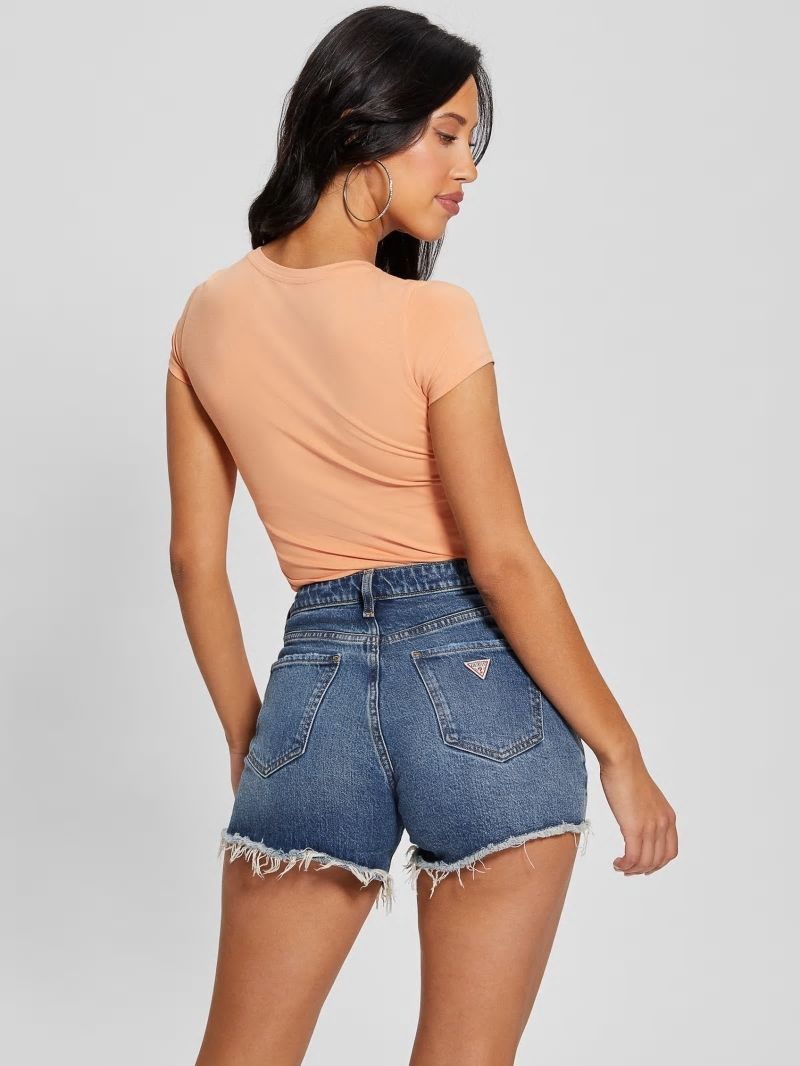 Guess Eco Crystal Triangle Logo Tee - Sweet Peach Guess Eco Crystal Triangle Logo Tee - Sweet Peach