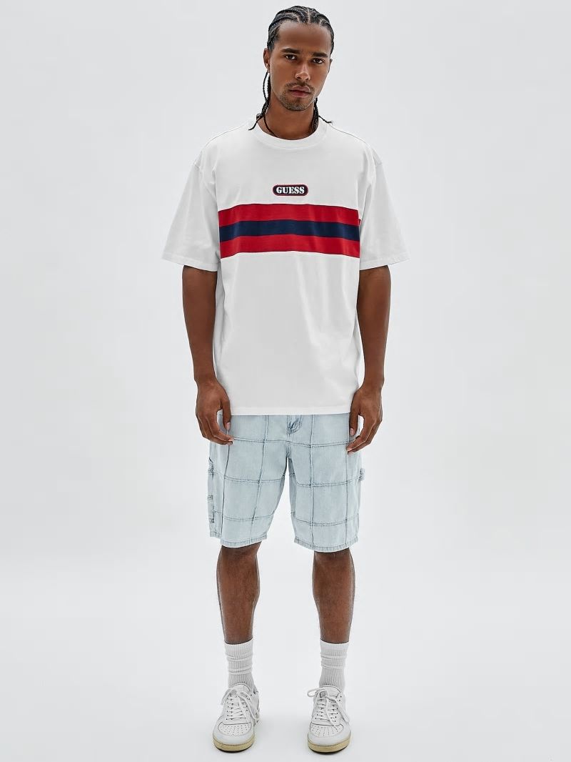 Guess GUESS Originals Varsity Striped Tee - Pure White Multi Guess GUESS Originals Varsity Striped Tee - Pure White Multi